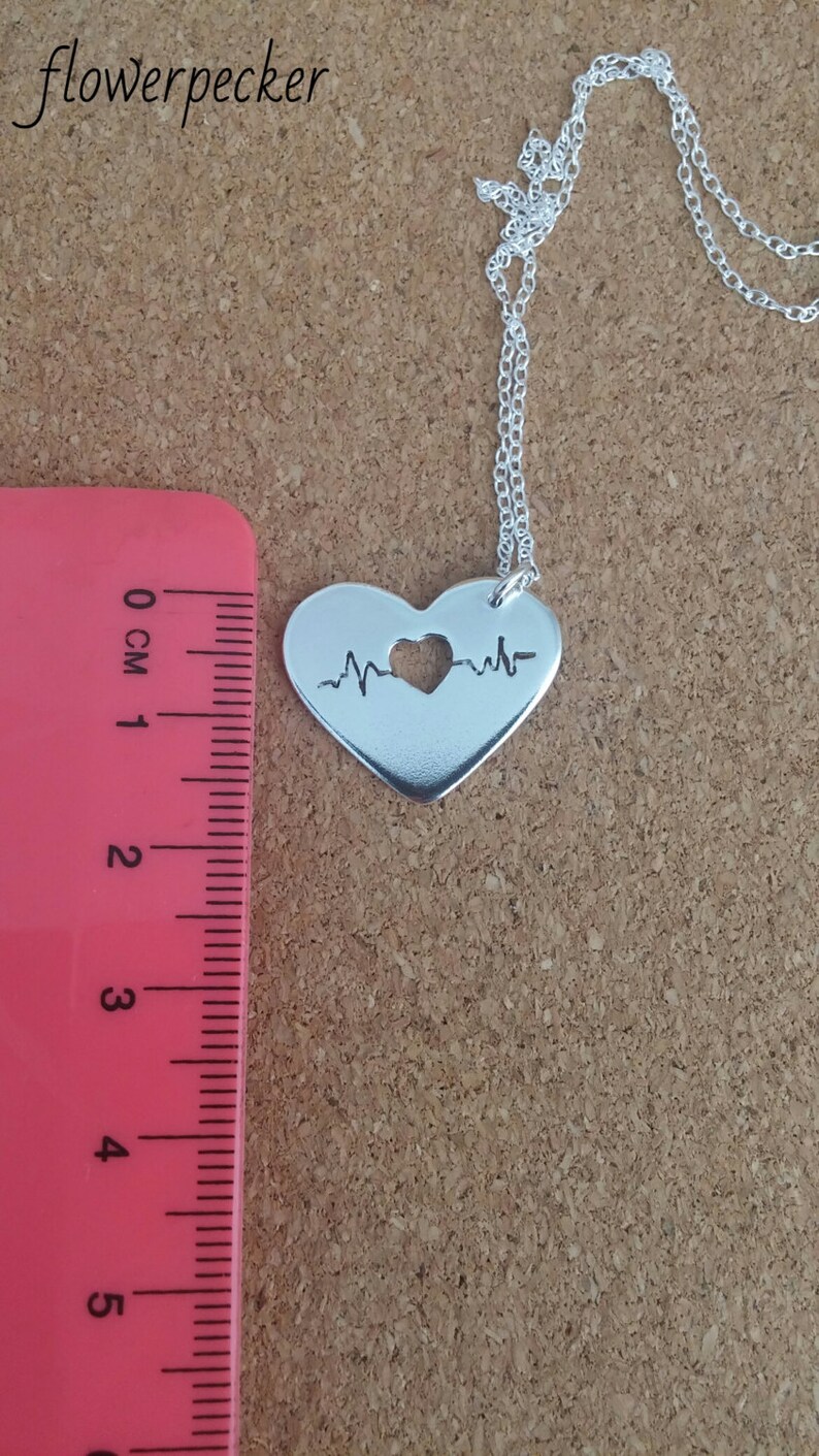 Nurse Sterling necklace Heartbeat necklace Ekg Gift for her Ecg Nurse gift Heart necklace Valentine jewelry Medical necklace