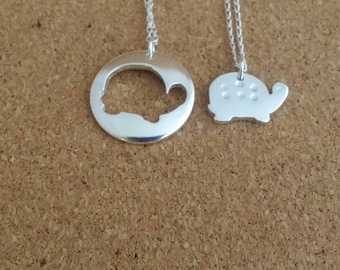 Handmade Sterling Silver Turtle Necklace: Beach Jewelry Gift