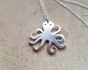 Octopus Necklace Silver Sterling Silver Octopus Handmade Necklace Pendant