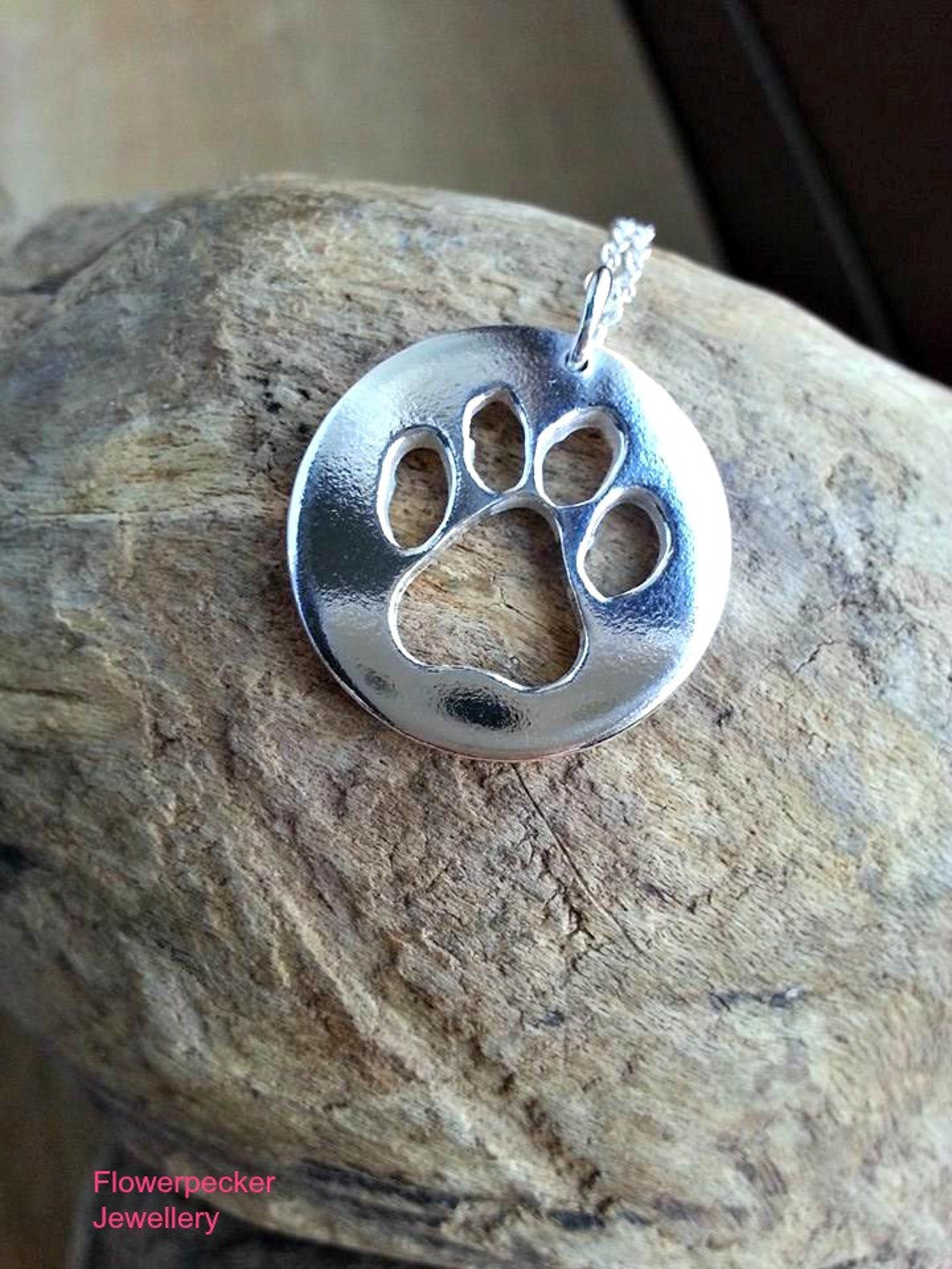 Dog Paw Print Necklace Sterling Silver, Animal Jewellery, Memorial ...