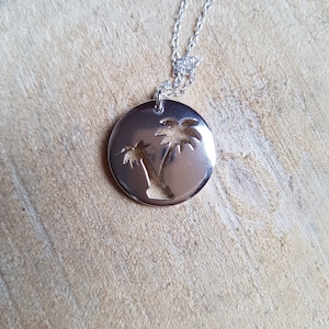 Sterling Silver Palm Tree Necklace: Summer Beach Jewelry