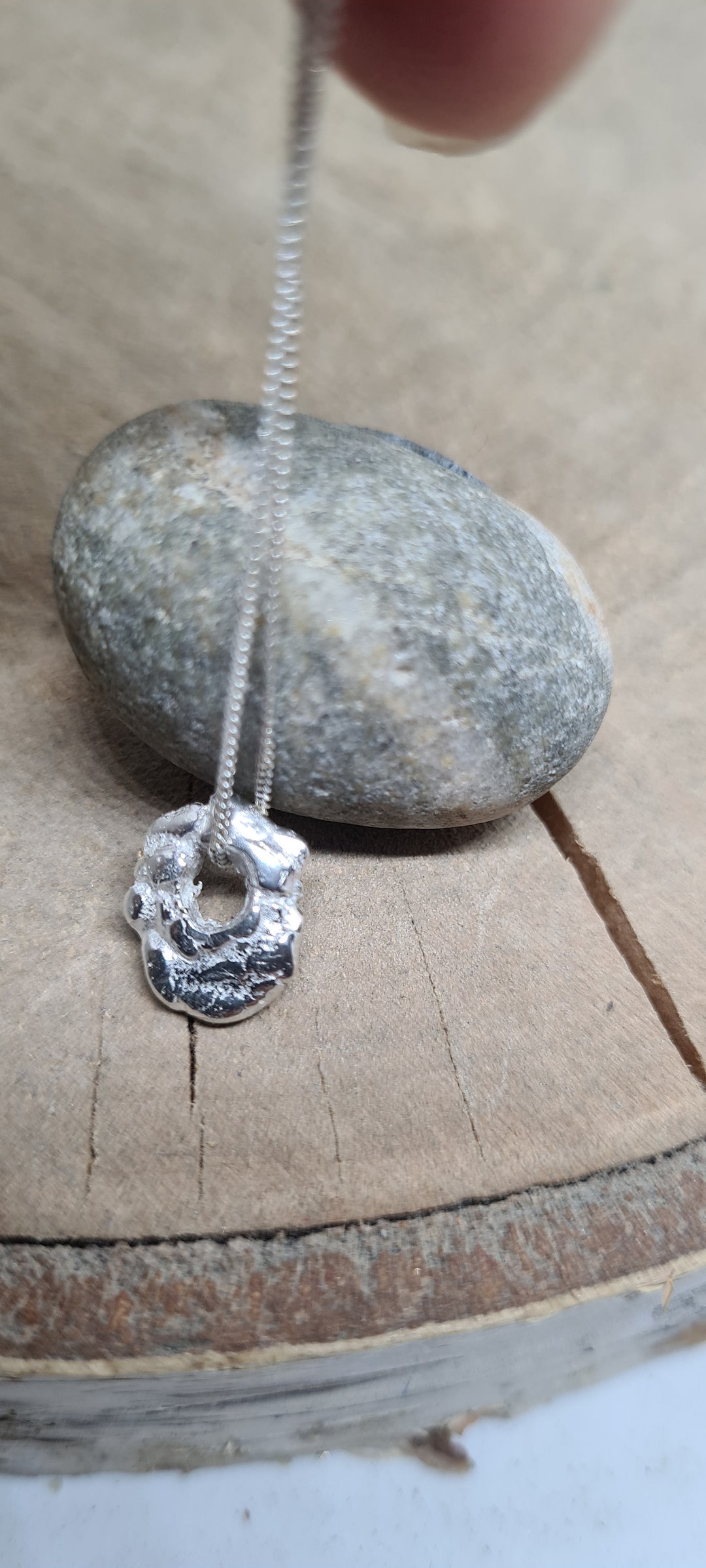 Recycled Sterling Silver Molten Pebble Necklace - Etsy