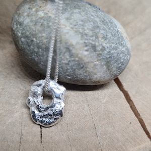 Recycled Sterling Silver Molten Pebble Necklace