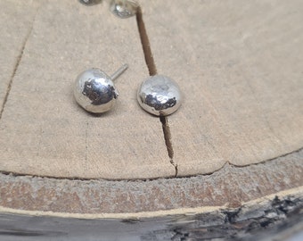 Small pebble earrings sterling silver. Minimalist post silver earrings