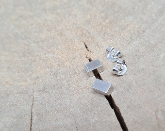 Square stud sterling silver earrings, Geometric Jewellery,