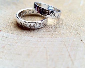 Coordinates Couple Ring, Couple Ring, Sterling Silver Ring, Matching Coordinates, Promise ring, Silver Ring, best friend ring, Gift for her