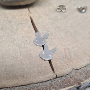 Sterling silver bunny stud earrings, Bunny rabbit stud earrings, Animal earrings, Hare stud earrings, Animal Jewellery