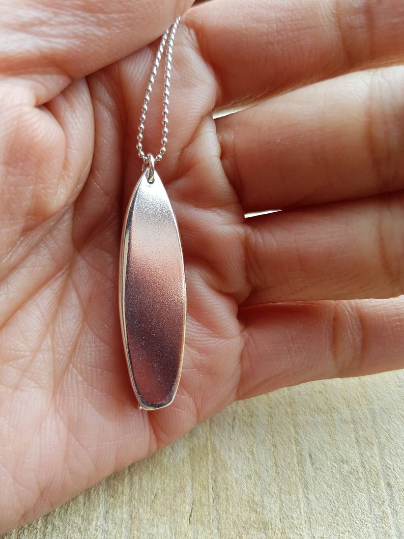 Silver Surfboard Necklace Surfboard Pendant Gift for Him Etsy