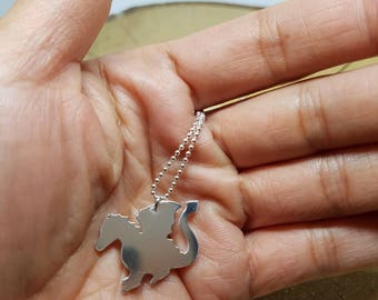 Handmade Sterling Silver Dragon Pendant Necklace - 20 inch Ball Chain