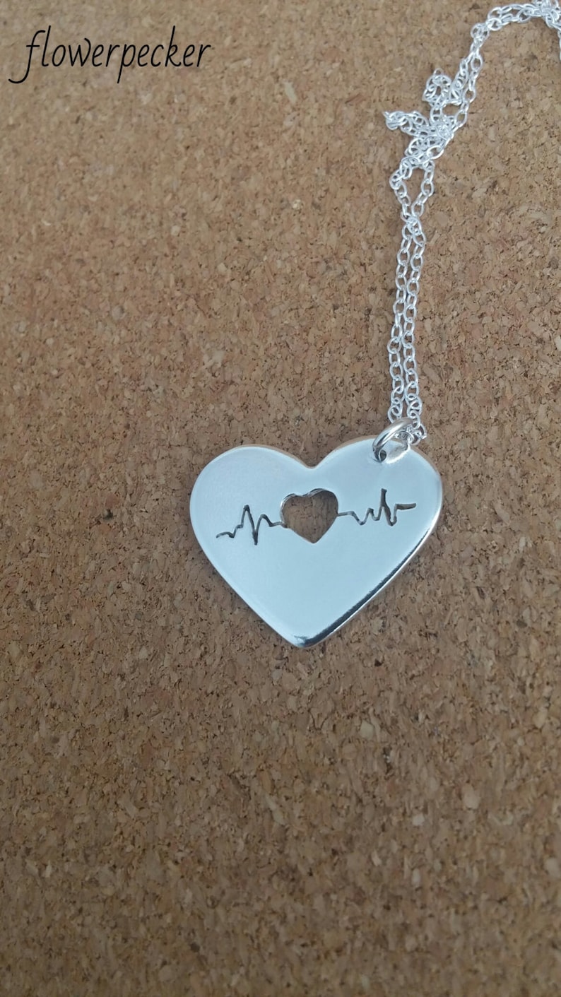 Nurse Sterling necklace Heartbeat necklace Ekg Gift for her Ecg Nurse gift Heart necklace Valentine jewelry Medical necklace