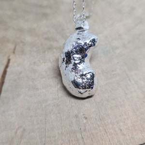 Sterling Silver Bean Necklace: Minimalist Textured Pendant