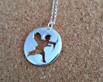 Sterling Silver Cherub Necklace: Handmade Angel Pendant, 18 inch Chain