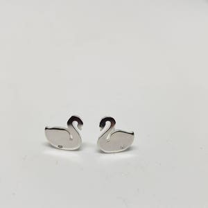 Sterling Silver Swan Stud Earrings: Handmade Bird Jewelry