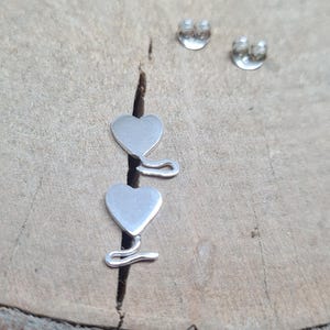 Small heart sterling silver stud earrings, Dainty silver heart stud earrings