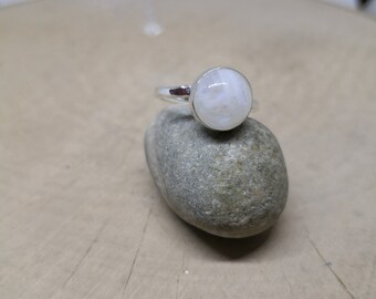 Sterling Silver Moonstone Ring: Natural Gemstone Stacking Ring