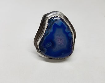 Bague Druzy, Bague de déclaration, Bague en argent sterling, Grande bague en pierres précieuses