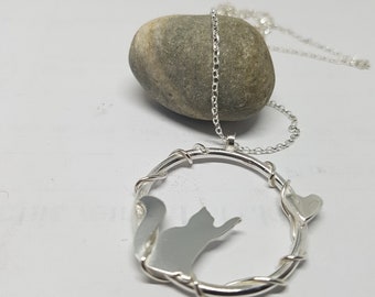 Cat necklace sterling silver, Gift For Her, Silver Cat Pendant