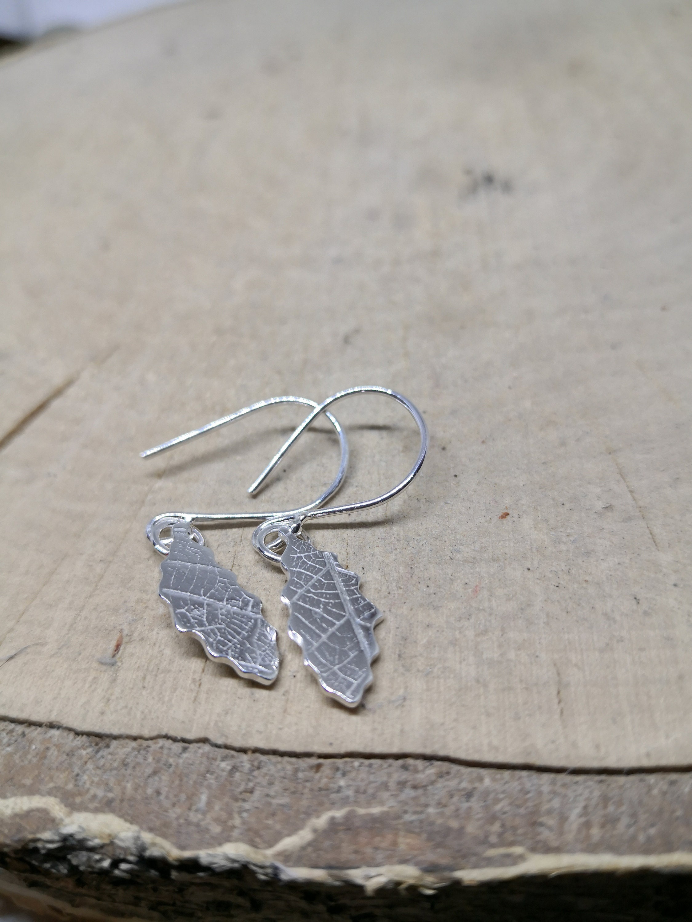 Handmade Large Leaf Themed Drop Earrings With 925 Solid Silver Hooks (UK Made)
