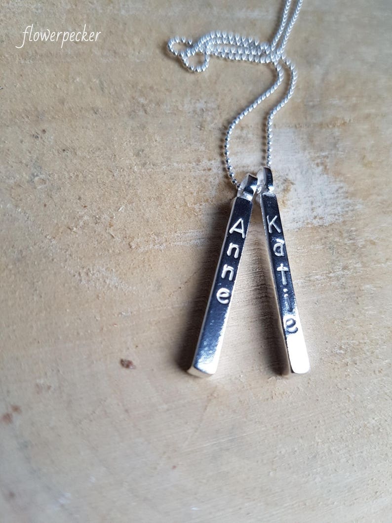 Personalized Bar Necklace Silver Name Bar Necklace Bar Etsy UK