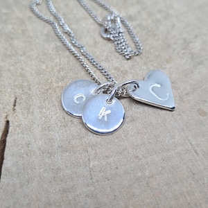 Personalized Sterling Silver Initial Necklace: Hand Stamped Charm