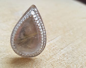 Clear Quartz Sterling Silver Ring - Size 5