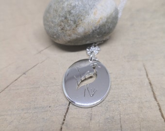 Heron Sterling Silver Necklace: Handmade Bird Pendant, Nature Jewelry