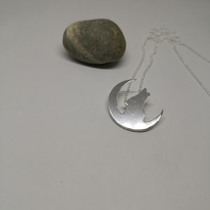 Sterling Silver Howling Wolf Necklace: Unisex Moon Pendant