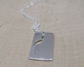 Sterling silver egret necklace