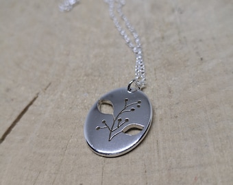 Berries Necklace, Silver Necklace, Berry Necklace, Leaf necklace, Leaf jewellery, Botanical Necklace, Gift for her, Bridesmaid gift