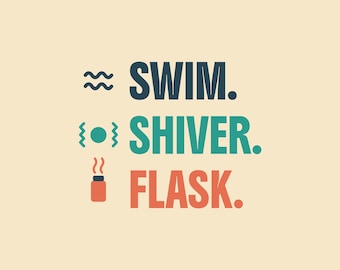 Wild Swimming Tote Bag, Swim Shiver Flask, Open Water Swimmer Gift