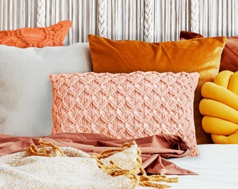 DIY Crochet PATTERN - Crochet Macrame Lumbar Pillow (2019004):  crochet pattern, macrame pillow, macrame pattern, crochet pillow, cushion