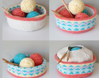 DIY Knitting PATTERN - Convertible Triangle Color Blocked Bowl  Size: 8" diameter (2015008)