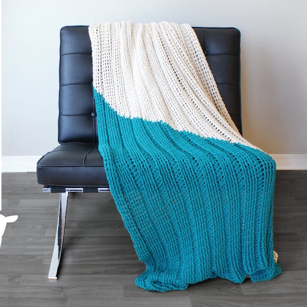 DIY Crochet PATTERN - Triangle Color Blocked Throw Blanket  Size: 36"x64" (2015002)