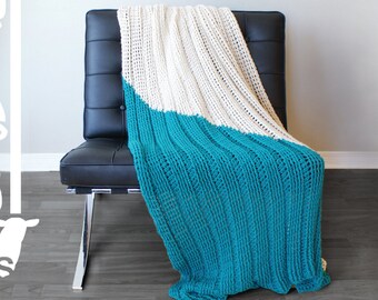 DIY Crochet PATTERN - Triangle Color Blocked Throw Blanket  Size: 36"x64" (2015002)