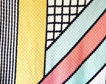 DIY Crochet PATTERN - Let's Jet C2C Crochet Blanket (2020007); crochet blanket, blanket pattern, throw blanket pattern, Memphis style