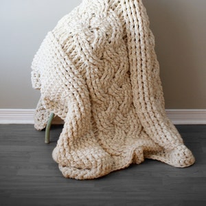 DIY Crochet PATTERN Double Cable Crochet Throw Blanket 2014001-2: crochet, pattern, crochet blanket, crochet cable, chunky crochet image 1