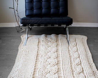 DIY Crochet PATTERN - Double Cable Crochet Throw Blanket (2014001-2): crochet, pattern, crochet blanket, crochet cable, chunky crochet