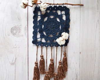 DIY Crochet PATTERN - Dreaming of Granny Wall Hanging (2014024-2): dream catcher, crochet pattern, granny square, crochet wall art, macrame