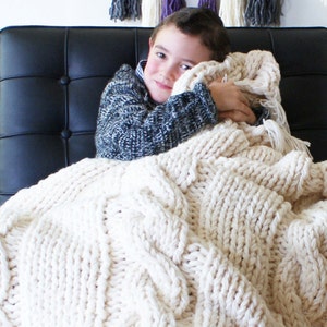 Etsy cable knit blanket hotsell