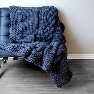 DIY Knitting PATTERN Double Cable Throw Blanket 2012002 oversized knits, knit blanket, cable knit, knit rug, knitting patterns, knit image 5