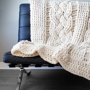 DIY Crochet PATTERN Double Cable Crochet Throw Blanket 2014001-2: crochet, pattern, crochet blanket, crochet cable, chunky crochet image 5