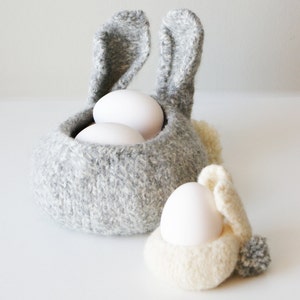 DIY Knitting PATTERN Knit Wool Felt Bunny Bowls in 3, 4, and 7 diameter image 2