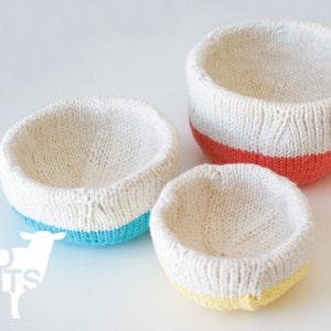 DIY Knitting PATTERN Color Blocked Nesting Bowls Sizes: 6, 5, 4 diameter 2015009 image 1