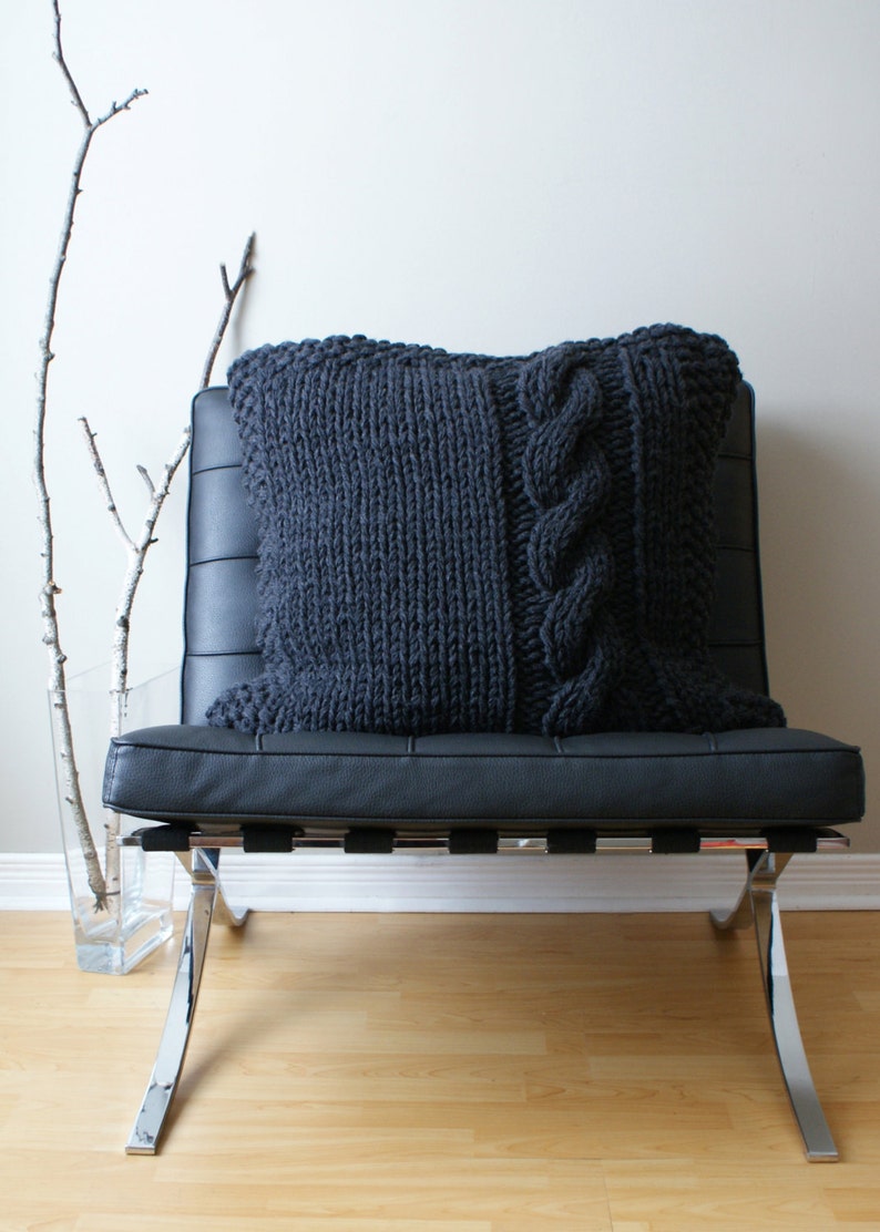 DIY Knitting PATTERN Chunky Cable Knit Pillow Cover Approximately 27 x 27 pillow002 image 5