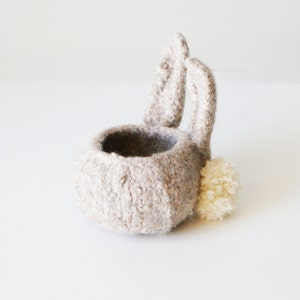 DIY Knitting PATTERN Knit Wool Felt Bunny Bowls in 3, 4, and 7 diameter image 4