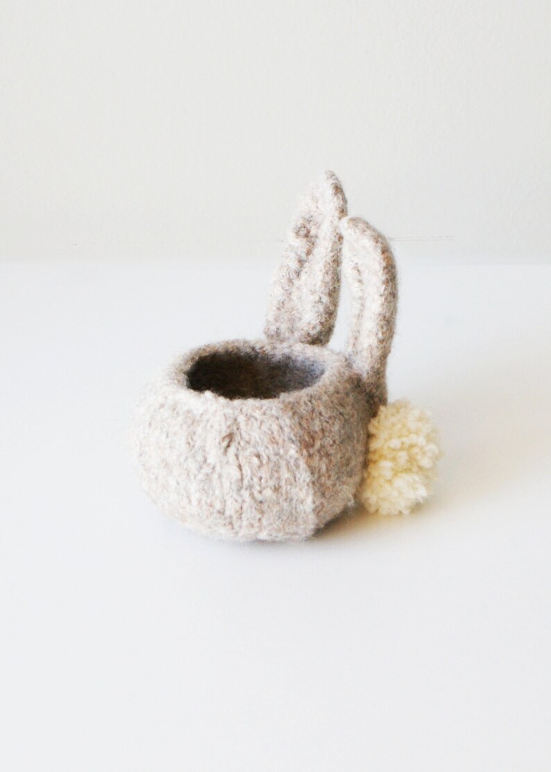 DIY Knitting PATTERN Knit Wool Felt Bunny Bowls in 3, 4, and 7 diameter image 4