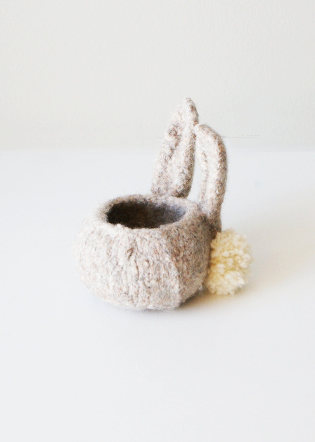 DIY Knitting PATTERN - Knit Wool Felt Bunny Bowls (in 3