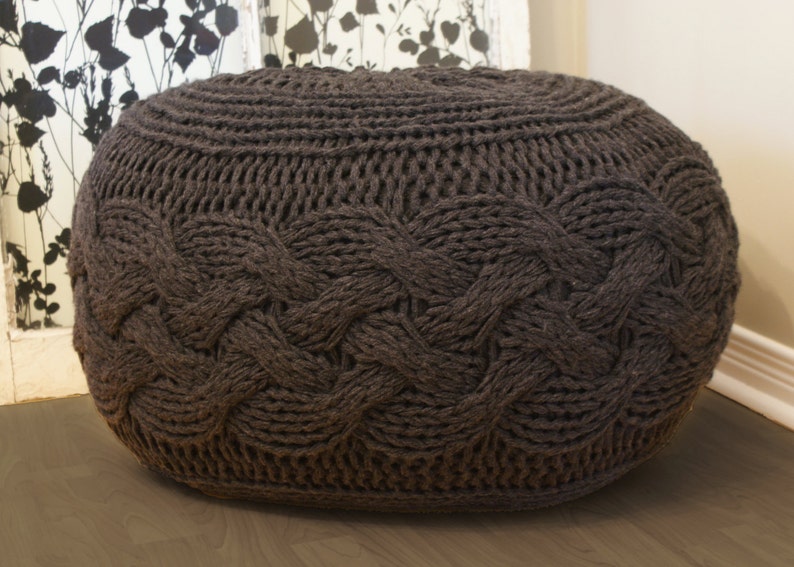 DIY Knitting PATTERN  Chunky Cable Knit Pouf 2012009: image 7