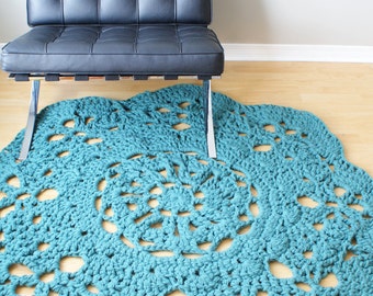 DIY Crochet PATTERN - Throw Blanket / Rug Super Chunky Doily 8 Styles (30"-66" diameter) (blanket003)