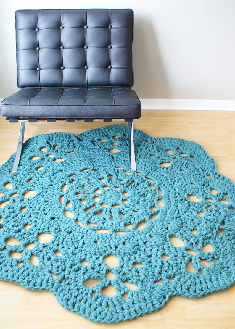 DIY Crochet PATTERN Throw Blanket / Rug Super Chunky Doily 8 Styles 3066 diameter blanket003 image 4